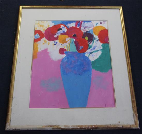 Robert Ortuno Flowers in a blue vase 58 x 48cm